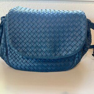Bottega Veneta Intrecciato Blue Nappa Leather Crossbody